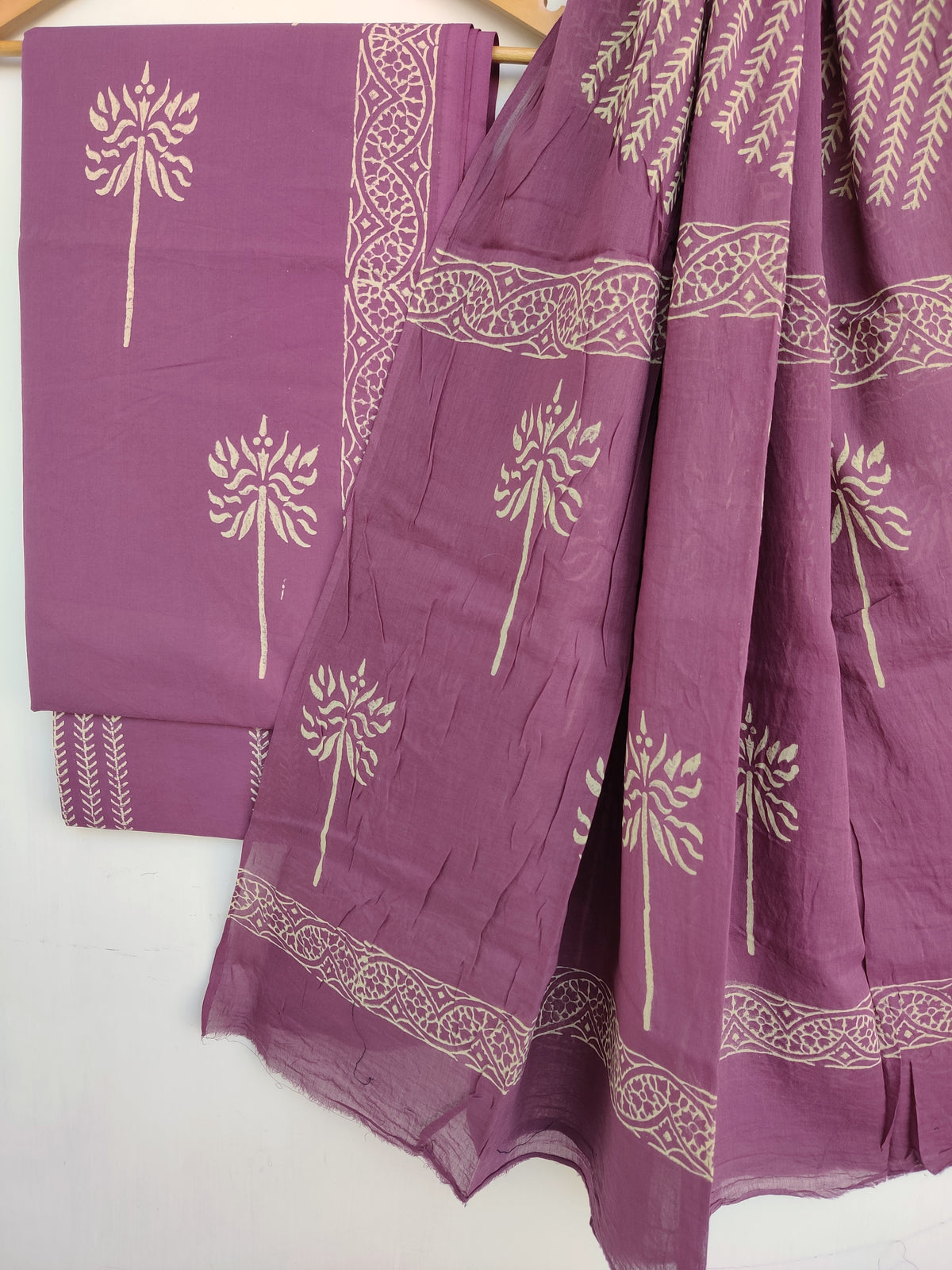 Cotton Block Printed Cotton Suit with mulmul cotton Dupatta