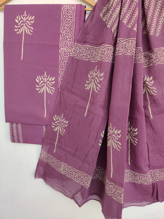 Cotton Block Printed Cotton Suit with mulmul cotton Dupatta