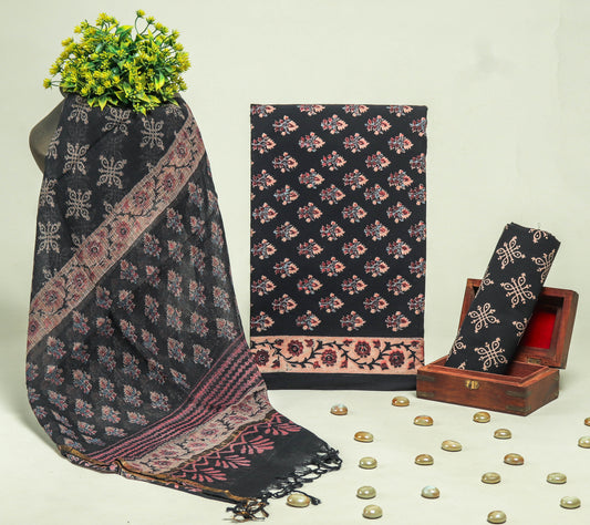 Beautiful Discharge Printed Cotton Suit with Pure Kota Doria Dupatta