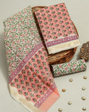 Hand Block Printed Maheshwari Silk Suit with Maheshwari Silk Dupatta