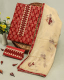 Cotton Printed Neck Work Suits with Chiffon dupatta