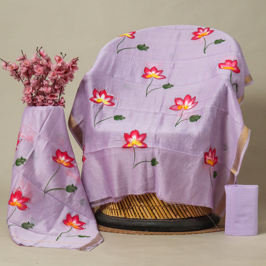 Hand Painted Maheshwari Silk Suit with Maheshwari Silk Dupatta