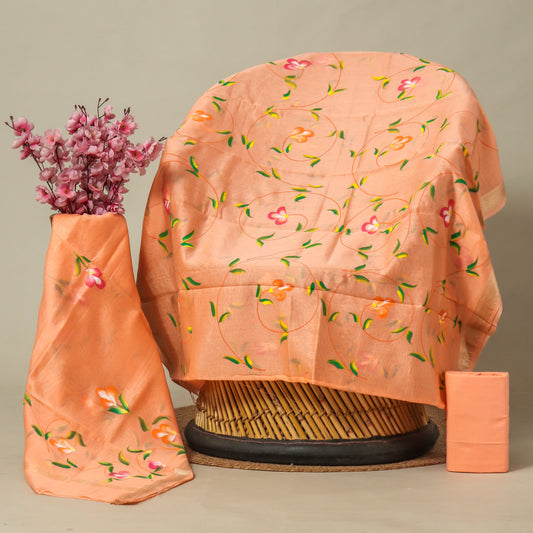 Hand Painted Maheshwari Silk Suit with Maheshwari Silk Dupatta