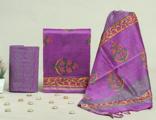 Beautiful Discharge Chanderi Silk Suits with Chanderi Silk Dupatta