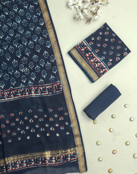 JAHOTA PRINTED MAHESHWARI SILK SUIT WITH MAHESHWARI SILK DUPATTA