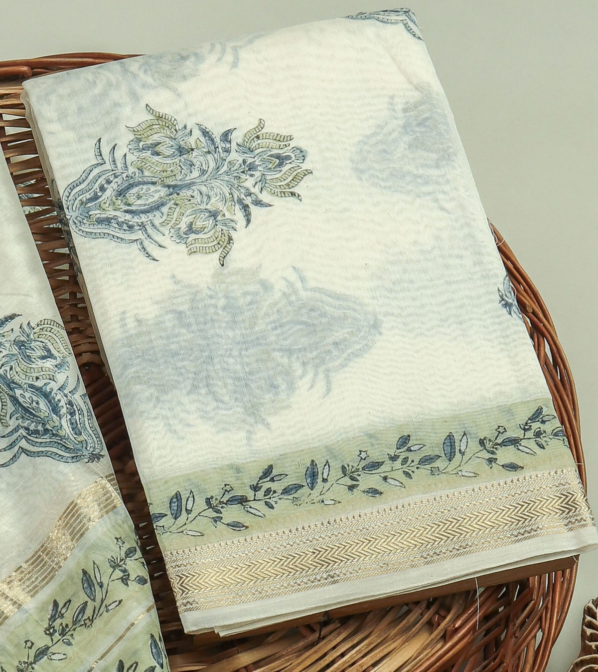 HAND BLOCK PRINTED MAHESHWARI SILK SUIT WITH MAHESHWARI SILK DUPATTA