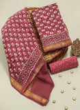 Hand Block Printed Maheshwari Silk Suit with Maheshwari Silk Dupatta