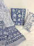 HAND BLOCK PRINTED COTTON SUIT WITH PURE CHIFFON DUPATTA