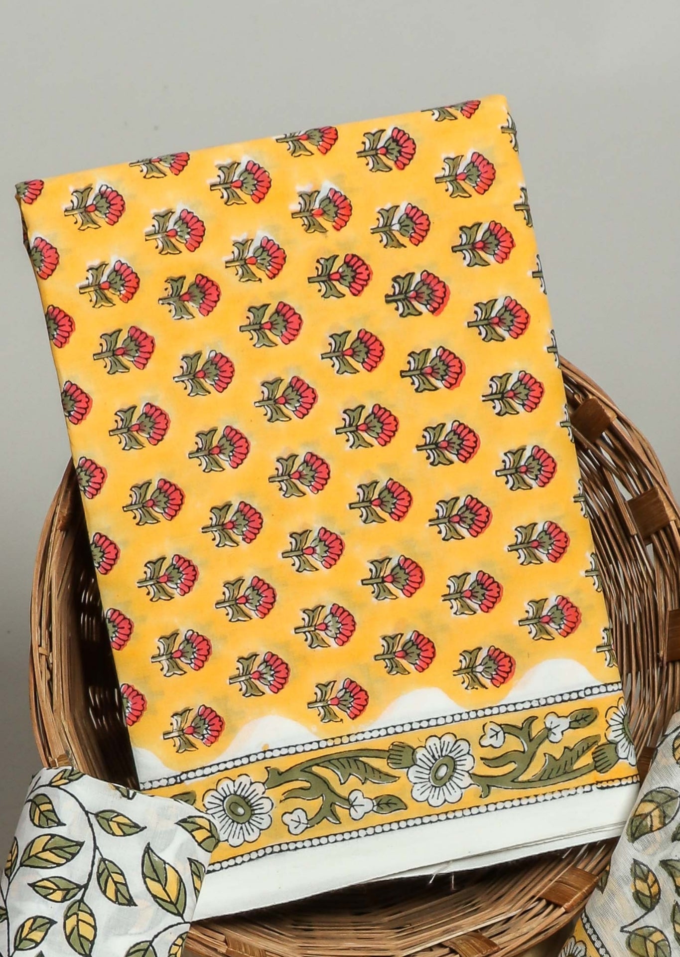 Hand Block Printed Cotton Suit with Chanderi Dupatta
