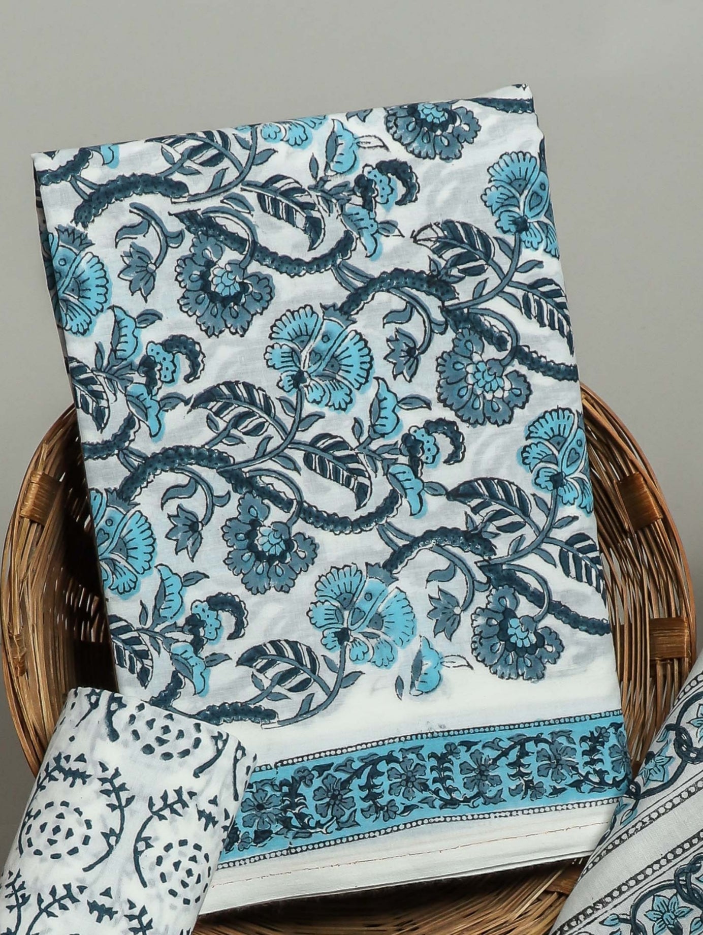 Hand Block Printed Cotton Suit with Chanderi Dupatta