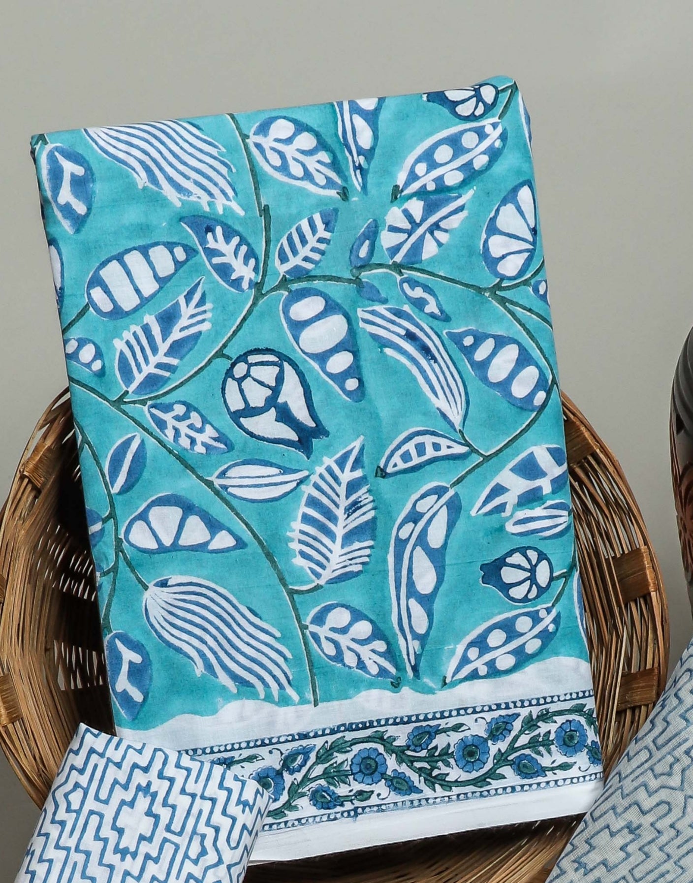 Hand Block Printed Cotton Suit with Chanderi Dupatta