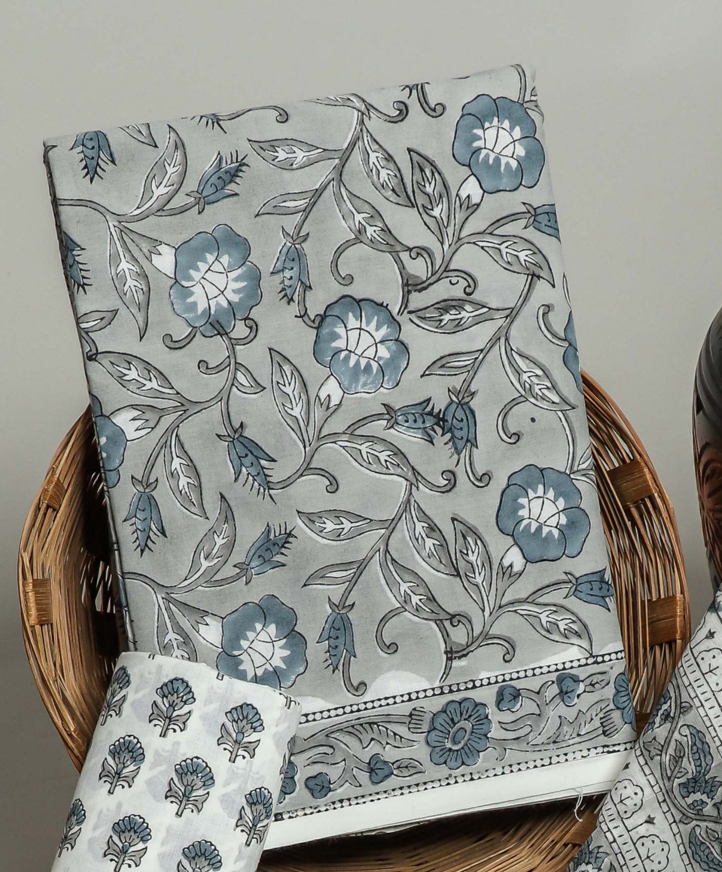 Hand Block Printed Cotton Suit with Chanderi Dupatta