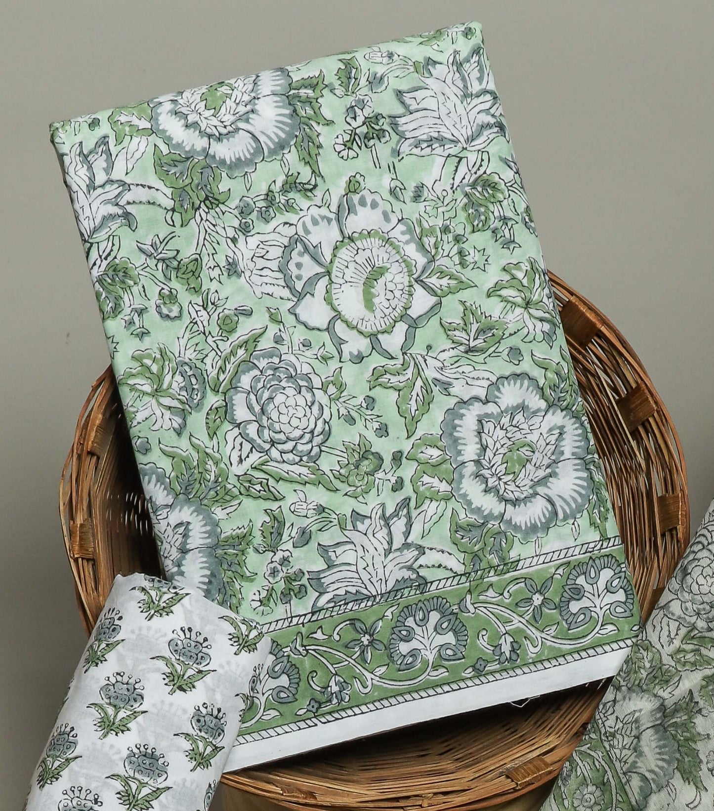 Hand Block Printed Cotton Suit with Chanderi Dupatta1