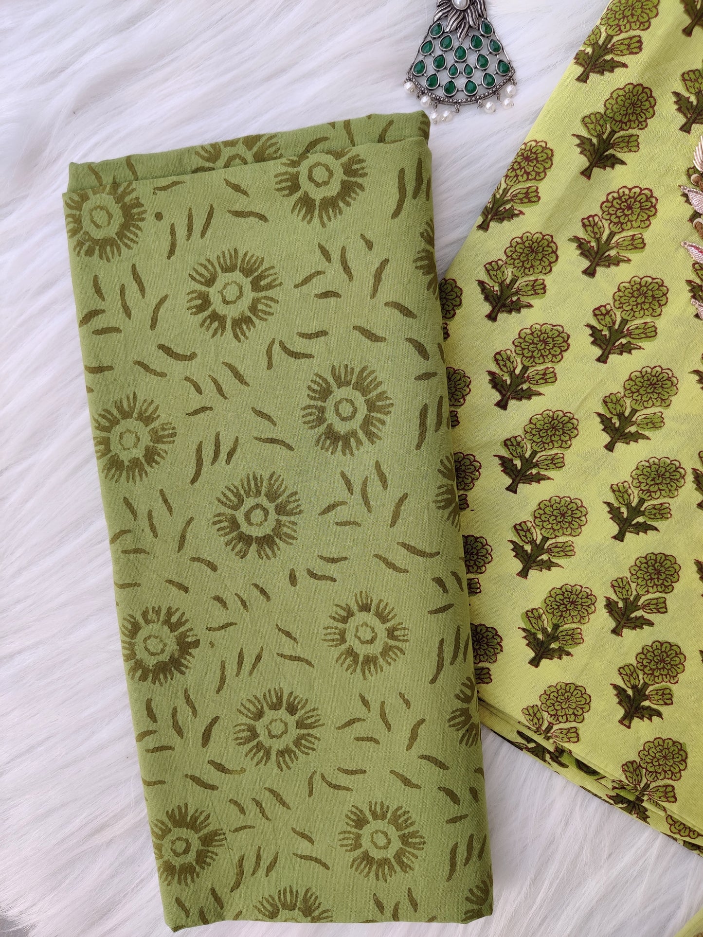 FLORAL PRINTED COTTON GOTA PATTI SUIT WITH CHIFFON DUPATTA