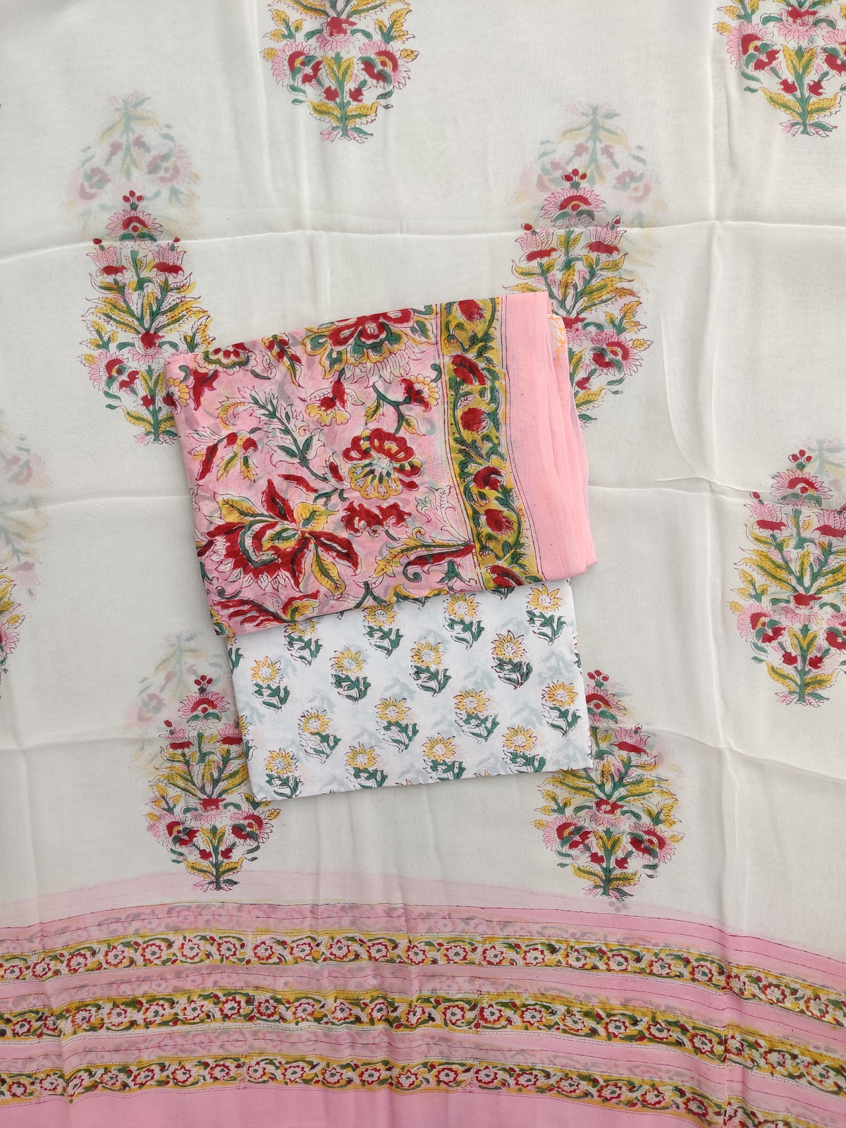 Hand Block Printed Georgette Suit with Georgette Dupatta