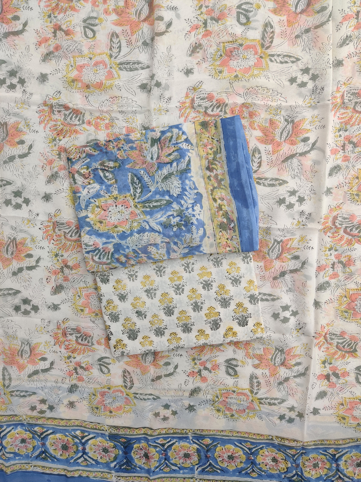 Hand Block Printed Georgette Suit with Georgette Dupatta