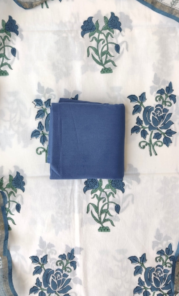 Hand Block Printed Cotton Suit with Cotton Kota Doria dupatta6.