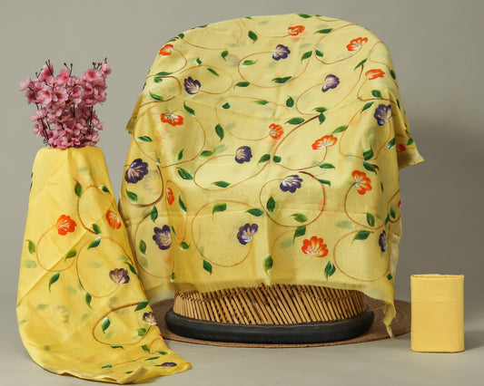 Hand Painted Maheshwari Silk Suit with Maheshwari Silk Dupatta