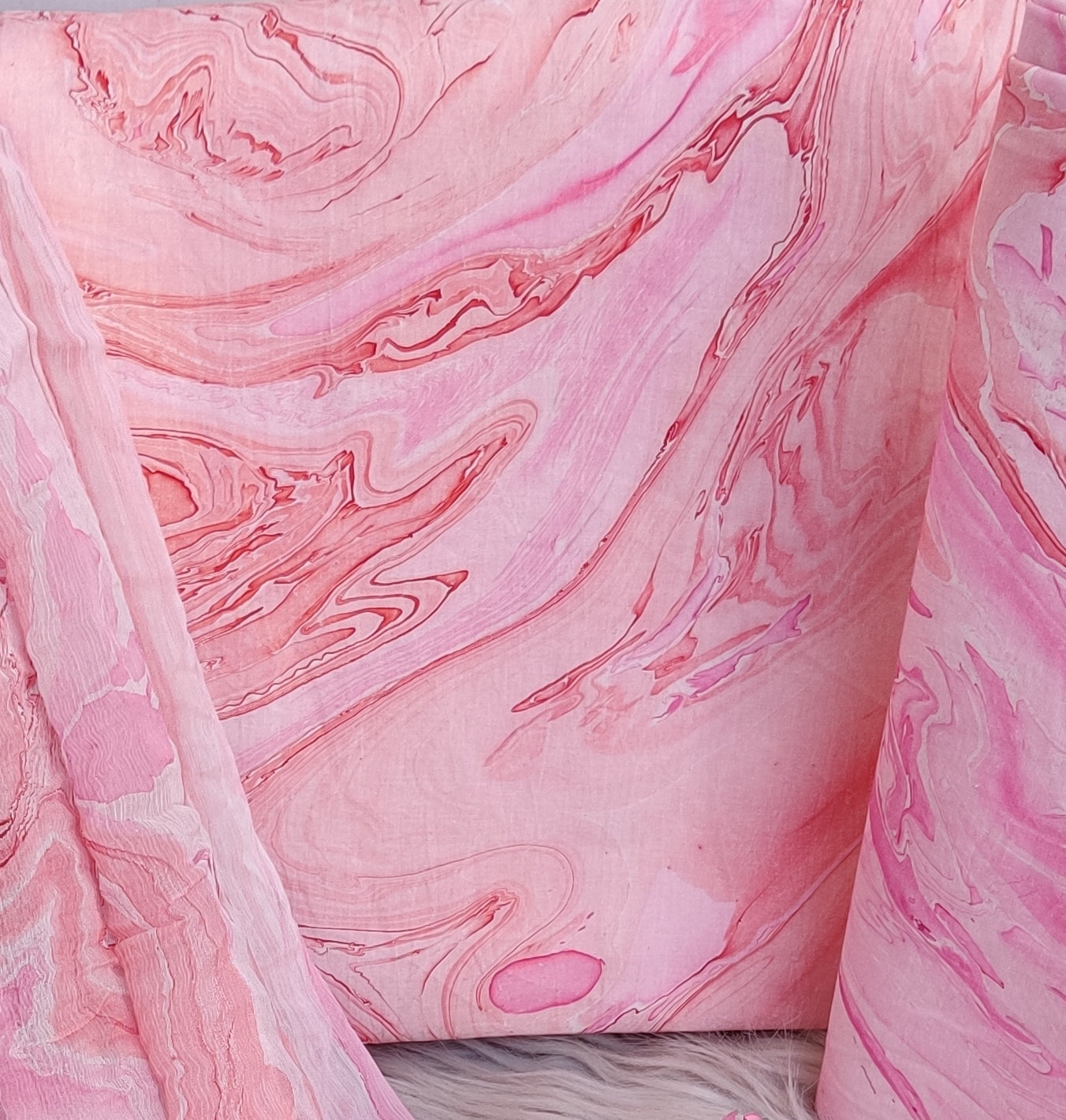 (MARBLE) COTTON SUIT WITH PURE CHIFFON DUPATTA