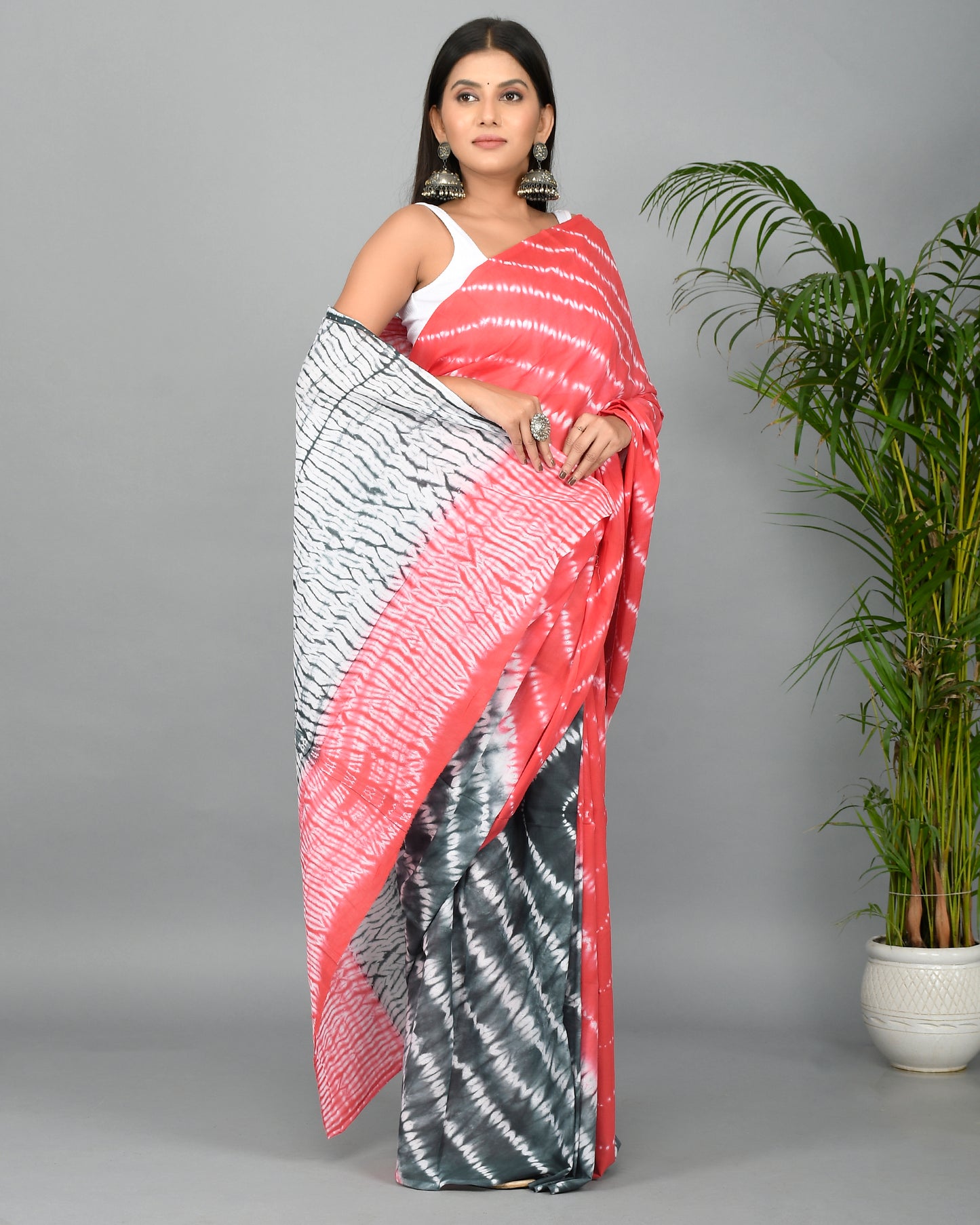 Lehriya Cotton Mulmul Saree with Blouse Piece