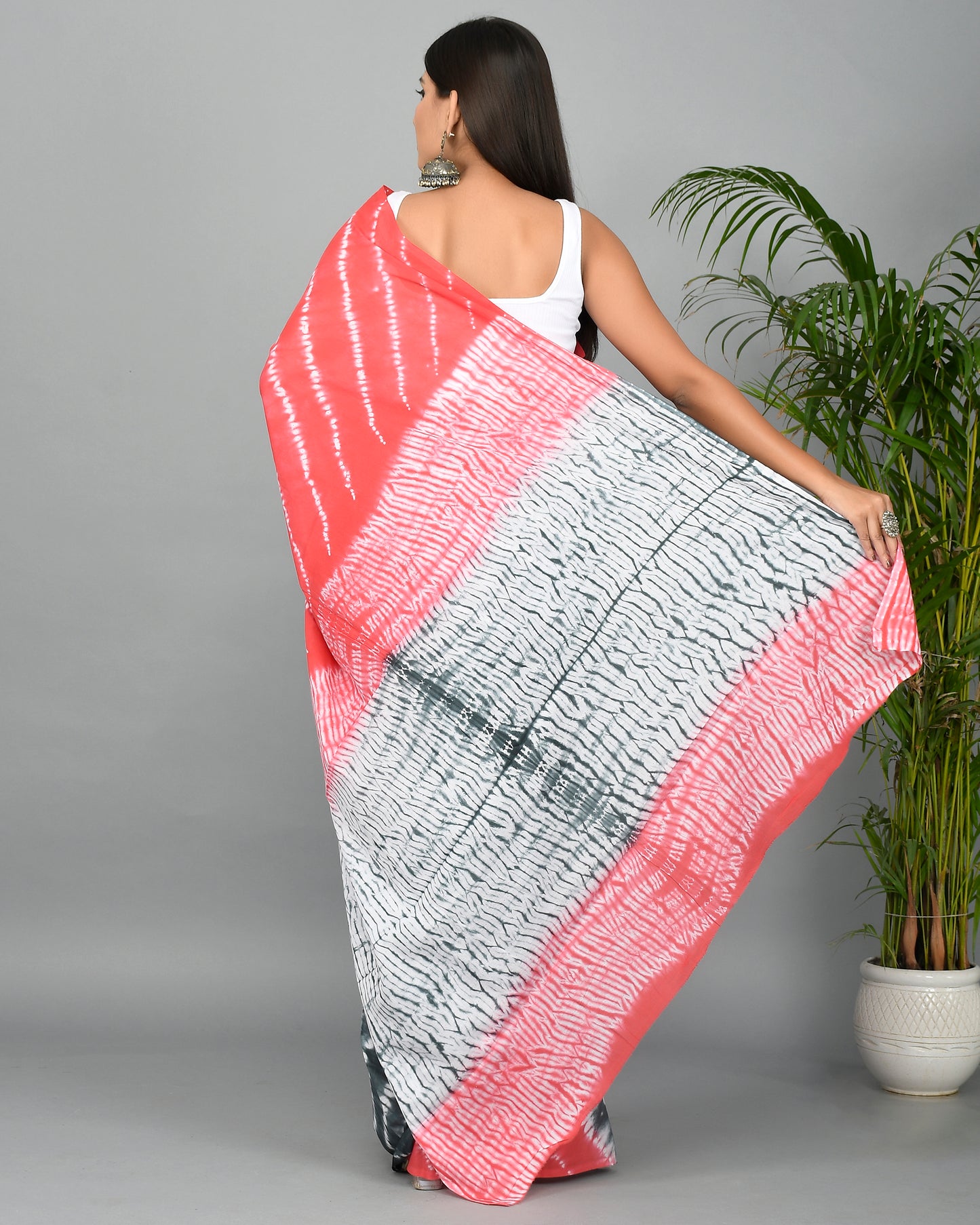 Lehriya Cotton Mulmul Saree with Blouse Piece