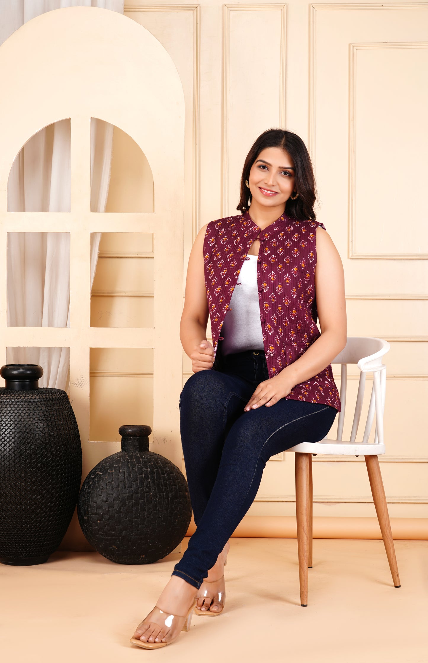 Jaipuri Reversible Quilted Cotton Sleeveless Jackets