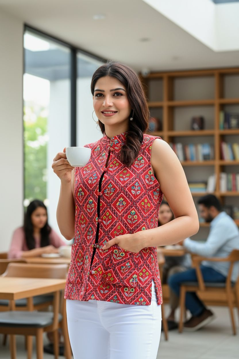 Jaipuri Reversible Quilted Cotton Sleeveless Jackets