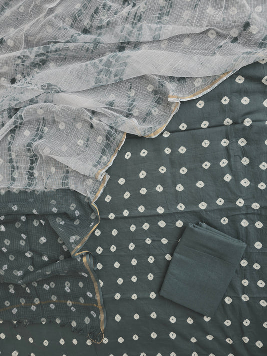 (BANDHEJ) Cotton Suit with Cotton Kota Doria dupatta
