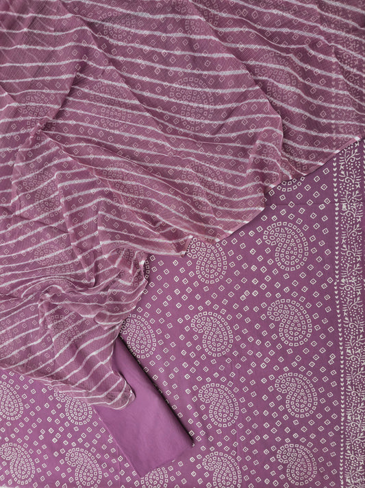 BANDHEJ PRINTED COTTON SUIT WITH LEHRIYA KOTA DORIA DUPATTA
