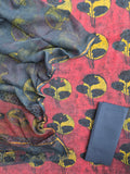 NASHPAL POMEGRANATE DYE COTTON SUIT WITH KOTA DORIA DUPATTA