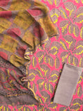 NASHPAL POMEGRANATE DYE COTTON SUIT WITH KOTA DORIA DUPATTA
