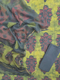 NASHPAL POMEGRANATE DYE COTTON SUIT WITH KOTA DORIA DUPATTA