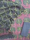 NASHPAL POMEGRANATE DYE COTTON SUIT WITH KOTA DORIA DUPATTA