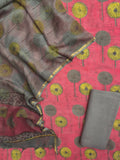 NASHPAL POMEGRANATE DYE COTTON SUIT WITH KOTA DORIA DUPATTA