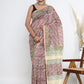 Chanderi Silk Hand Block Printed Saree with Blouse Piece