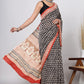 Hand Block Printed Green Floral Cotton Mulmul Saree with Blouse Piece