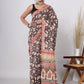 Hand Block Printed Green Floral Cotton Mulmul Saree with Blouse Piece