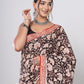 Hand Block Printed Green Floral Cotton Mulmul Saree with Blouse Piece