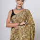 Hand Block Printed Green Floral Cotton Mulmul Saree with Blouse Piece