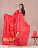 Hand Block Printed Modal Silk Suit with Modal Silk Lagdi Patta Dupatta