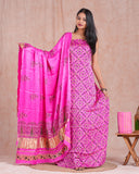Hand Block Printed Modal Silk Suit with Modal Silk Lagdi Patta Dupatta
