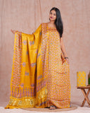 Hand Block Printed Modal Silk Suit with Modal Silk Lagdi Patta Dupatta