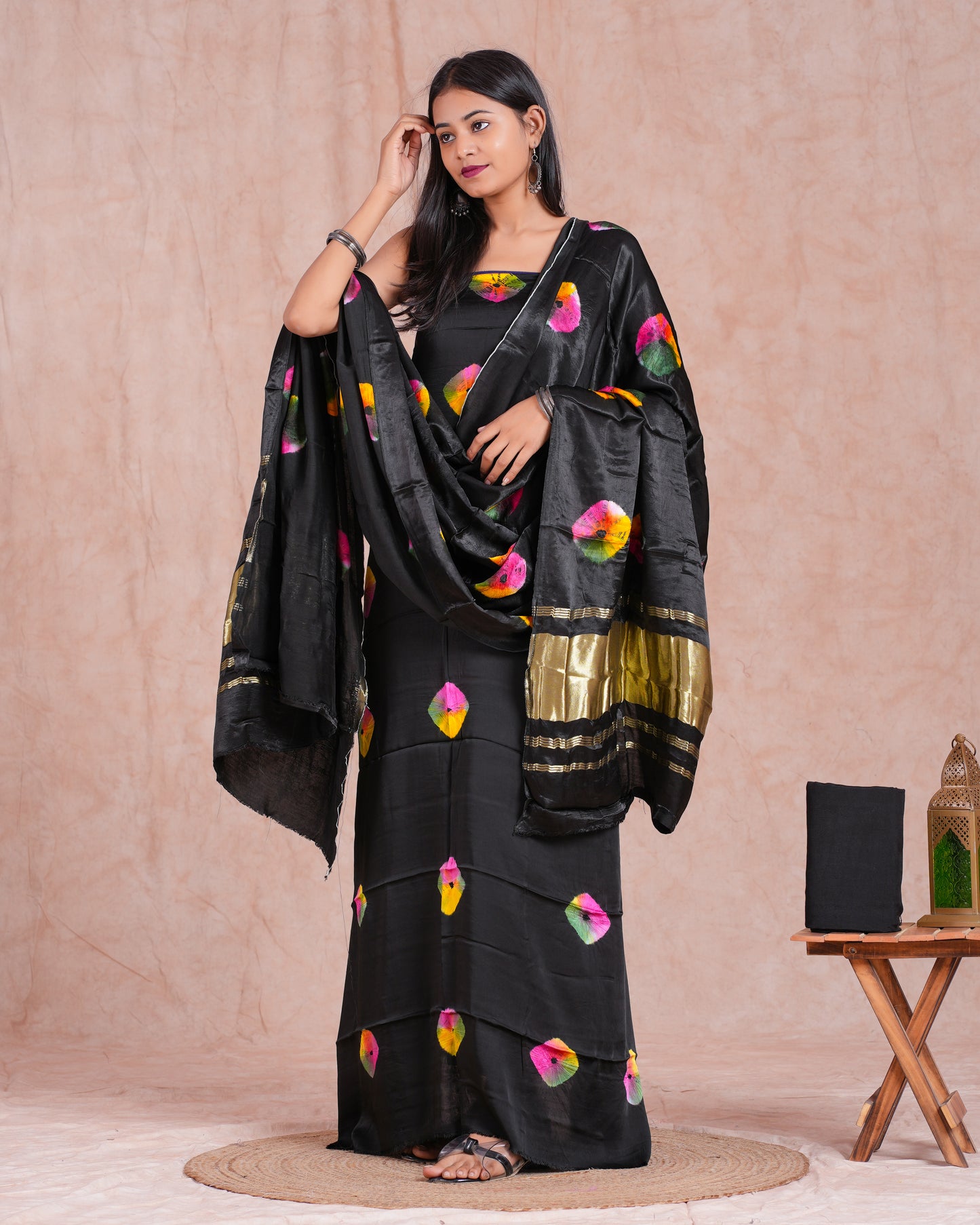 Shibori Bandhej Modal Silk Suit with Modal Silk Lagdi Patta Dupatta