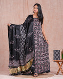 Hand Block Printed Modal Silk Suit with Modal Silk Lagdi Patta Dupatta