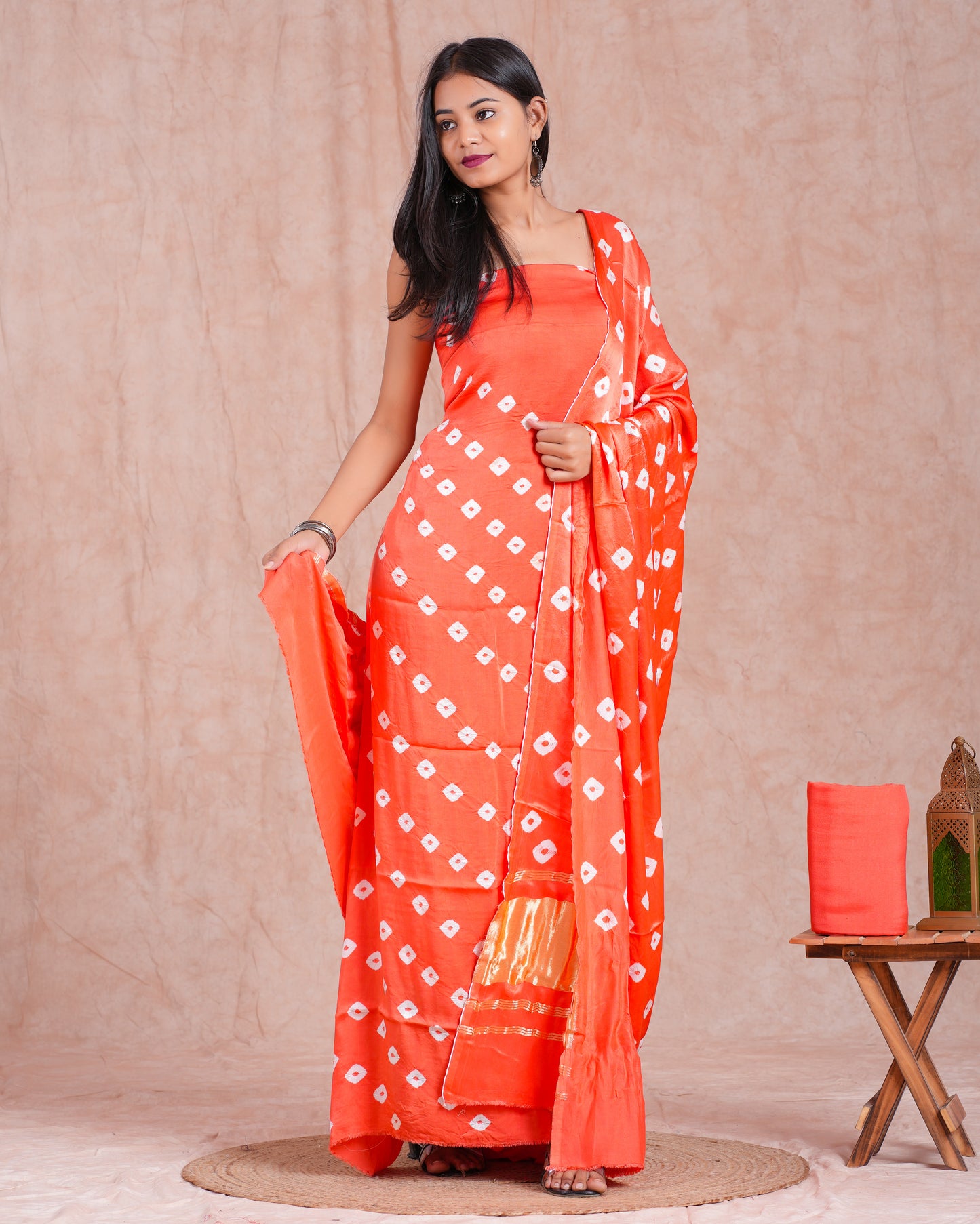 Bandhej Modal Silk Suit with Modal Silk Lagdi Patta Dupatta