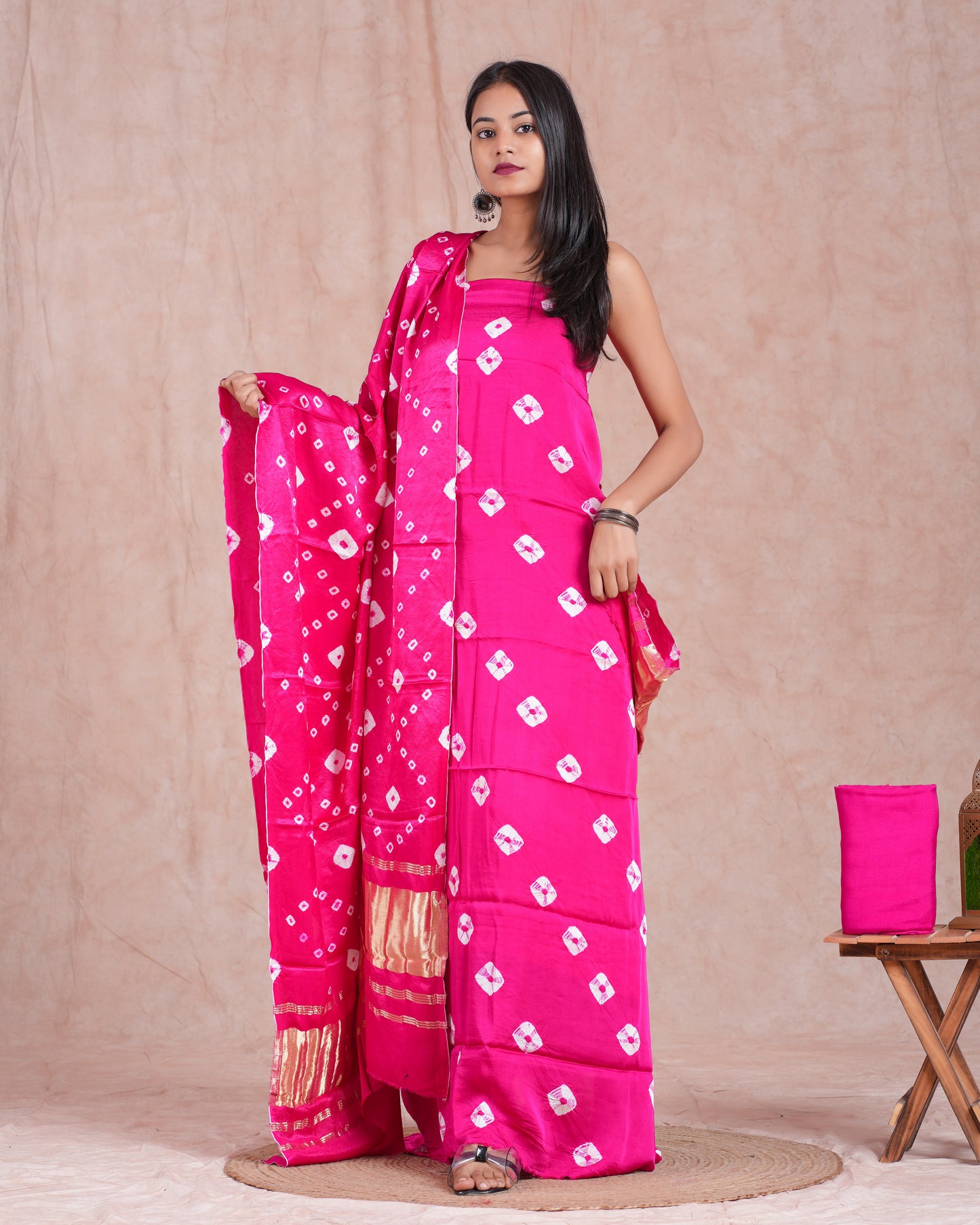 Bandhej Modal Silk Suit with Modal Silk Lagdi Patta Dupatta