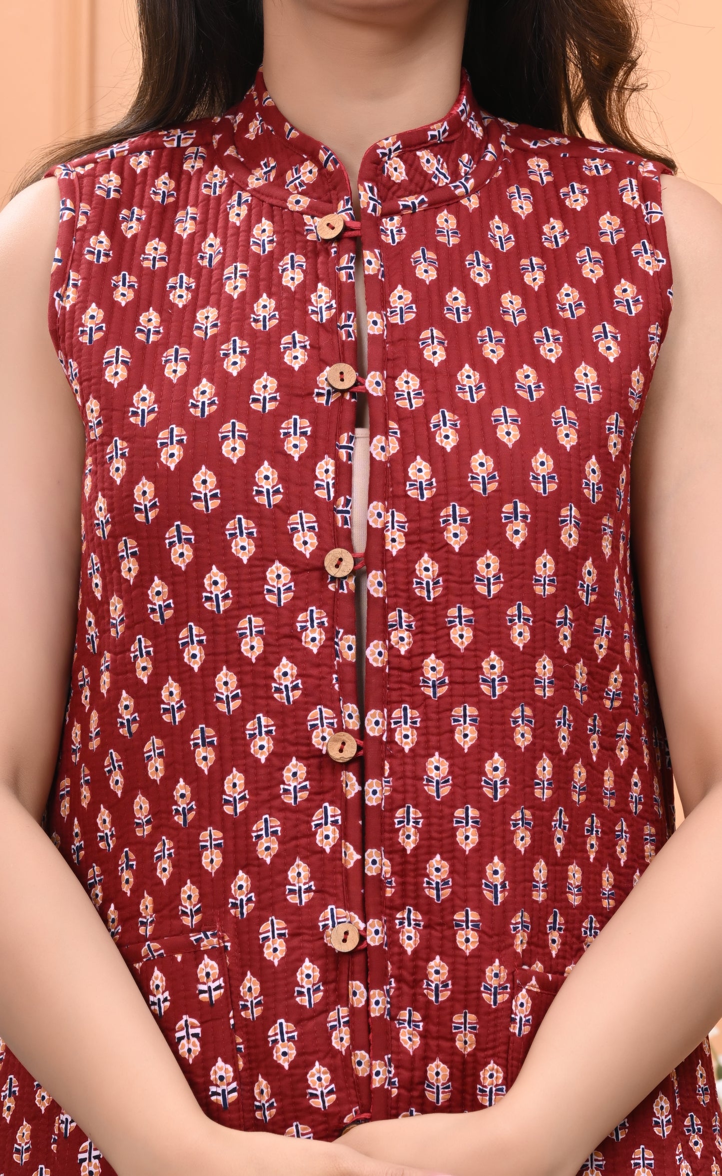 New Launch Jaipuri Reversible Quilted Cotton Sleeveless Jackets