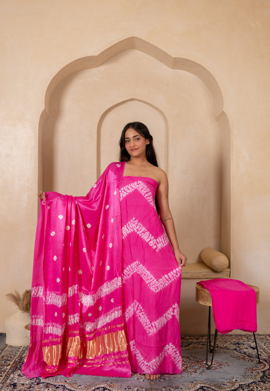 Shibori Modal Silk Suit with Modal Silk Lagdi Patta Dupatta