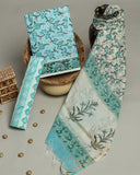 Hand Block Printed Cotton Suit with Chanderi Dupatta 77