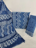 (SALE) HAND BLOCK PRINTED COTTON SUIT WITH PURE CHIFFON DUPATTA